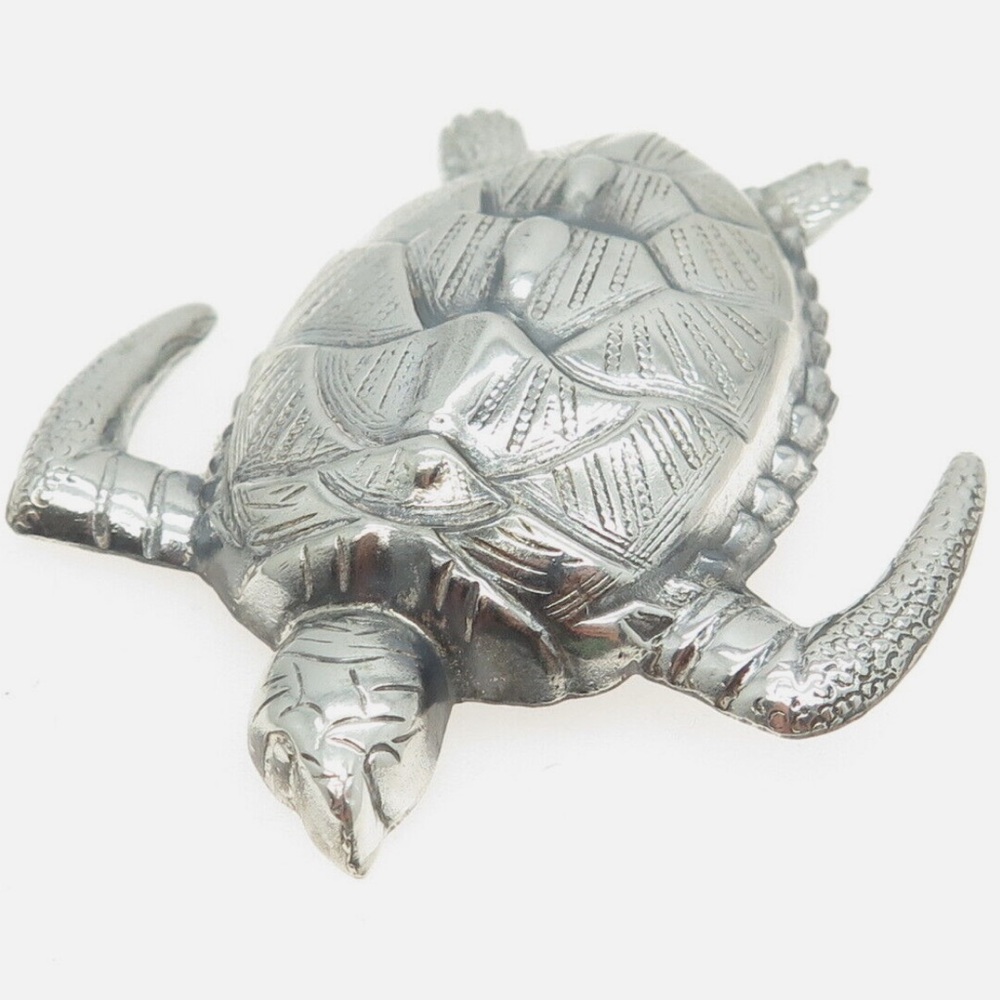 Antique Art Deco Sterling Silver Sea Turtle Brooch - Picture 3 of 4
